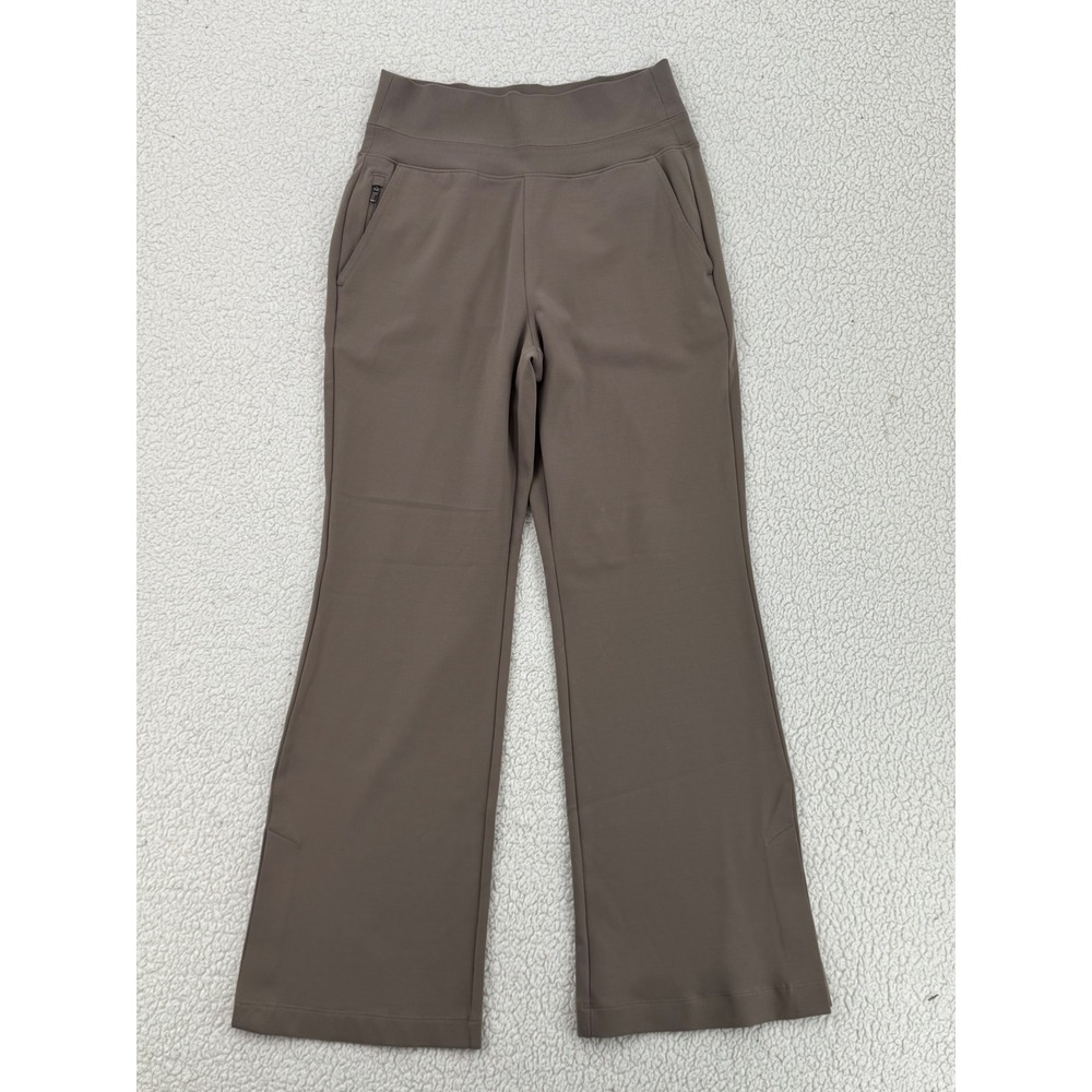 Athleta Venice Flare Pant Women Size S Tan Rustic Beige Split Hem Sporty Chic